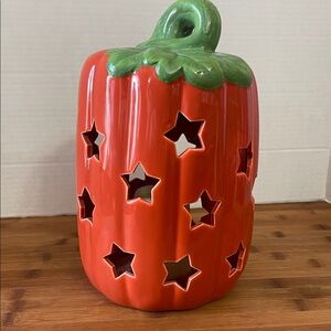 Star-Cut‎ Ceramic Pumpkin Lantern